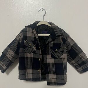 Cozy Kids Plaid Jacket - Black and Gray